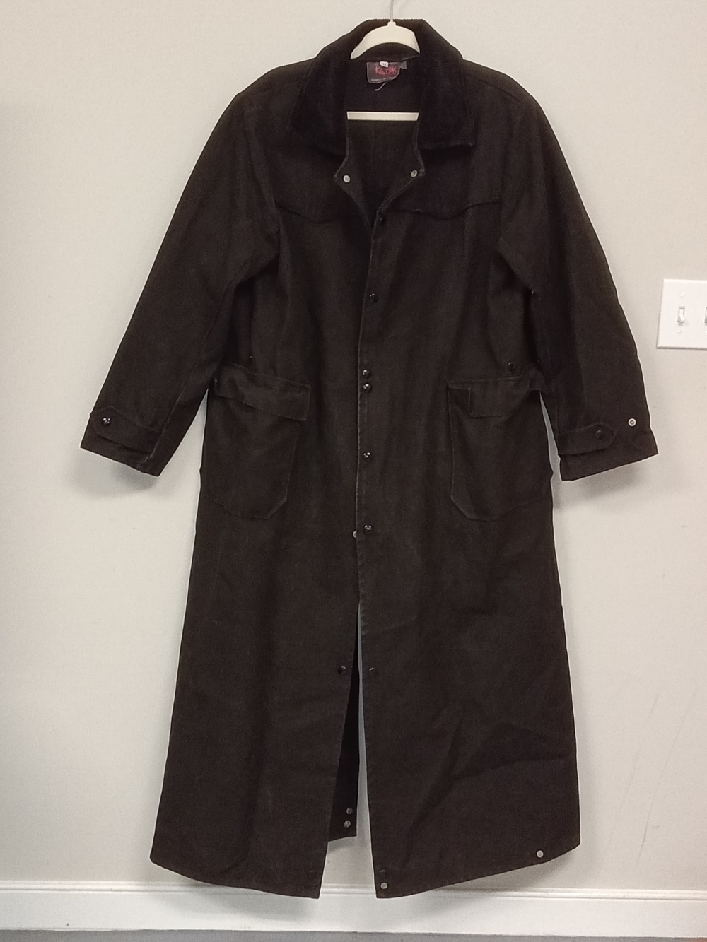 Vintage Kyta Make Co Western Cowboy Cattleman Rancher Long Duster Canvas Coat M